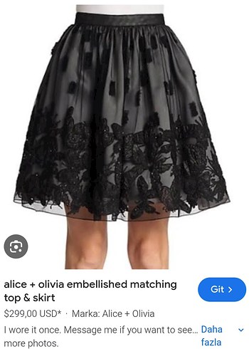 Alice & Olivia Alice + Olivia marka, Dantel İşlemeli Siyah Pia Puf Etek