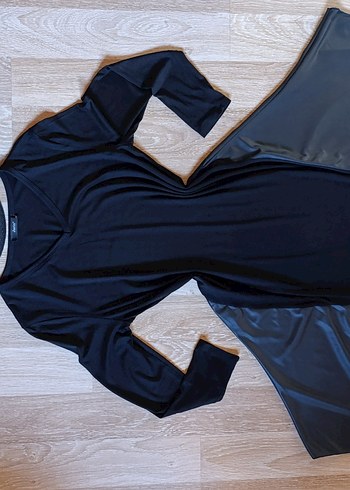 Jarin Marka,Siyah Uzun Kollu Asimetrik Kesim Elbise - Görsel 5