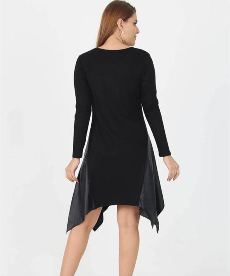 Jarin Marka,Siyah Uzun Kollu Asimetrik Kesim Elbise - Görsel 2