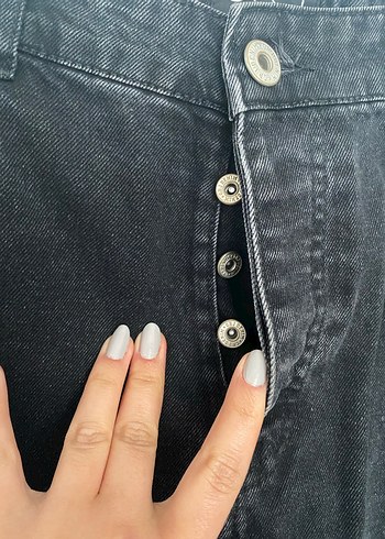 44 Beden siyah Renk SİYAH DÜĞMELİ ERKEK BAGGY JEANS