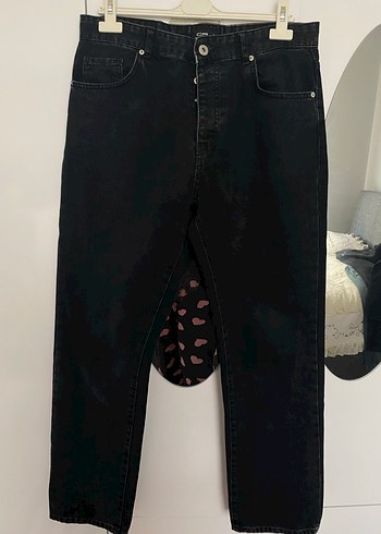SİYAH DÜĞMELİ ERKEK BAGGY JEANS