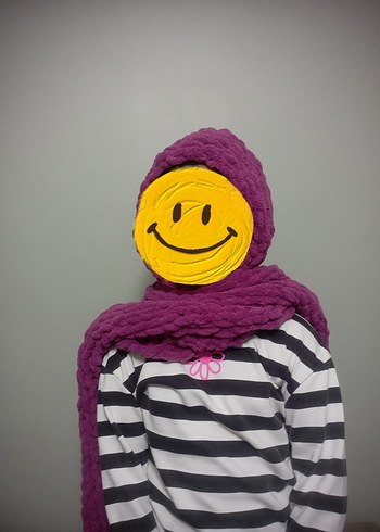 El emeği göz nuru Mor Örgü Çocuk Atkı Kapüşonlu - Görsel 2