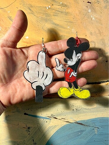 Tasarımcı Mickey Mouse tasarım küpe