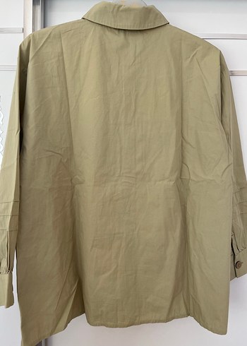 Yeşil Düğmeli Uzun Kollu Keten Gömlek - Görsel 4