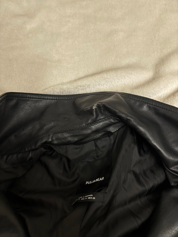 Kadın Siyah Deri Biker Ceket - Görsel 3