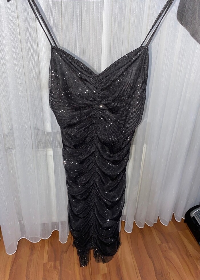 Bershka drapeli simli mini elbise - Görsel 2