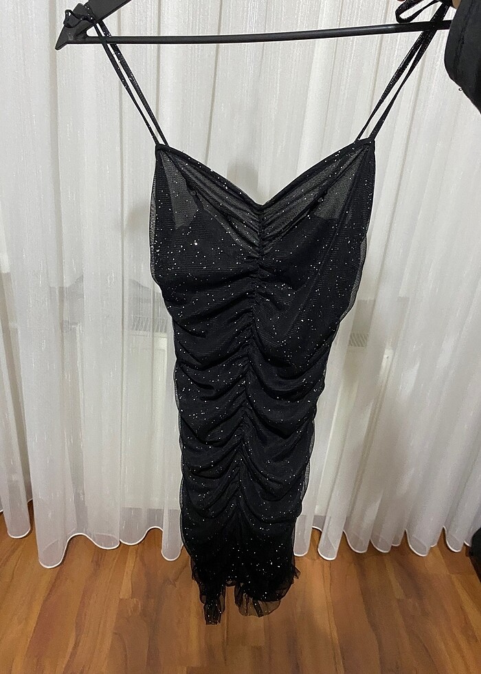 Bershka drapeli simli mini elbise - Görsel 3