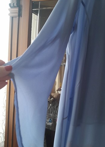 Düğmeli Uzun Mavi şık içi askılı buluz , üstü şık tunik - Görsel 3