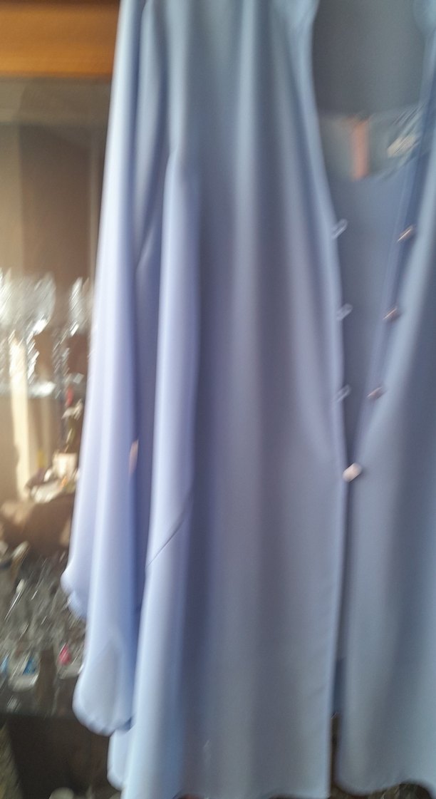 Düğmeli Uzun Mavi şık içi askılı buluz , üstü şık tunik - Görsel 4