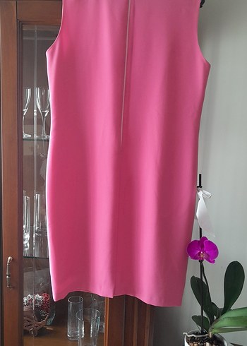 Diğer Pembe Midi Kolsuz Kalem Elbise astarlıdır