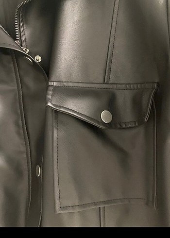 Siyah Deri Biker Ceket - Görsel 3