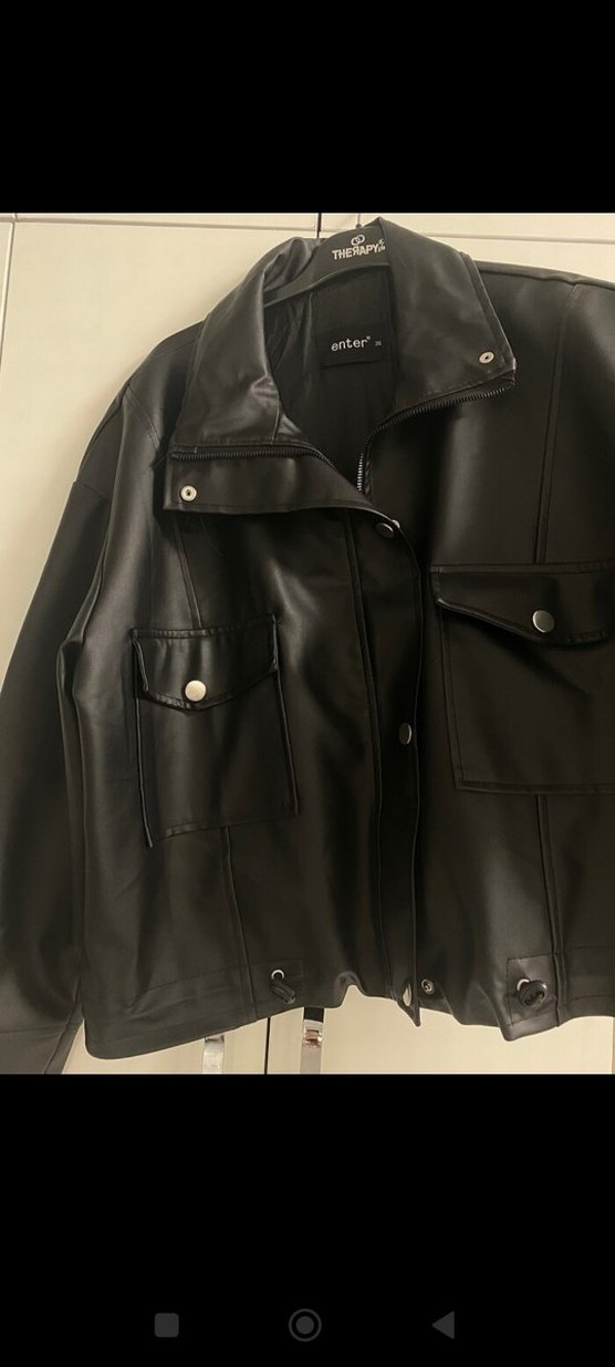 Siyah Deri Biker Ceket - Görsel 4