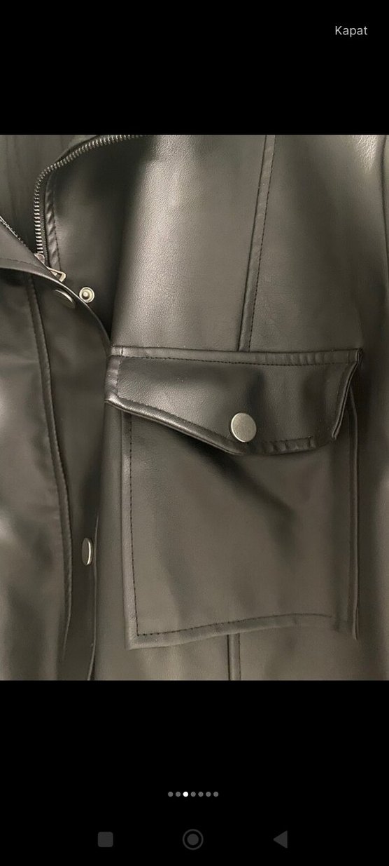 Siyah Deri Biker Ceket - Görsel 3