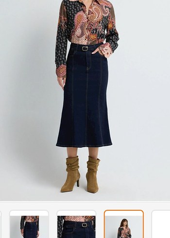 Kemerli Uzun Kot Etek - Görsel 2