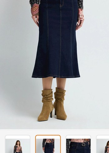 Kemerli Uzun Kot Etek - Görsel 6