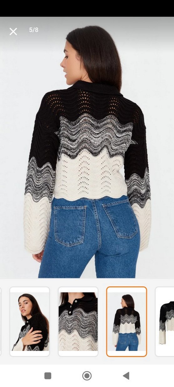 Renkli triko kazak - Görsel 3