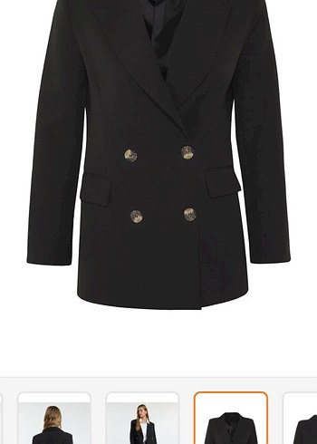 Düğmeli Siyah Kadın Blazer Ceket - Görsel 3