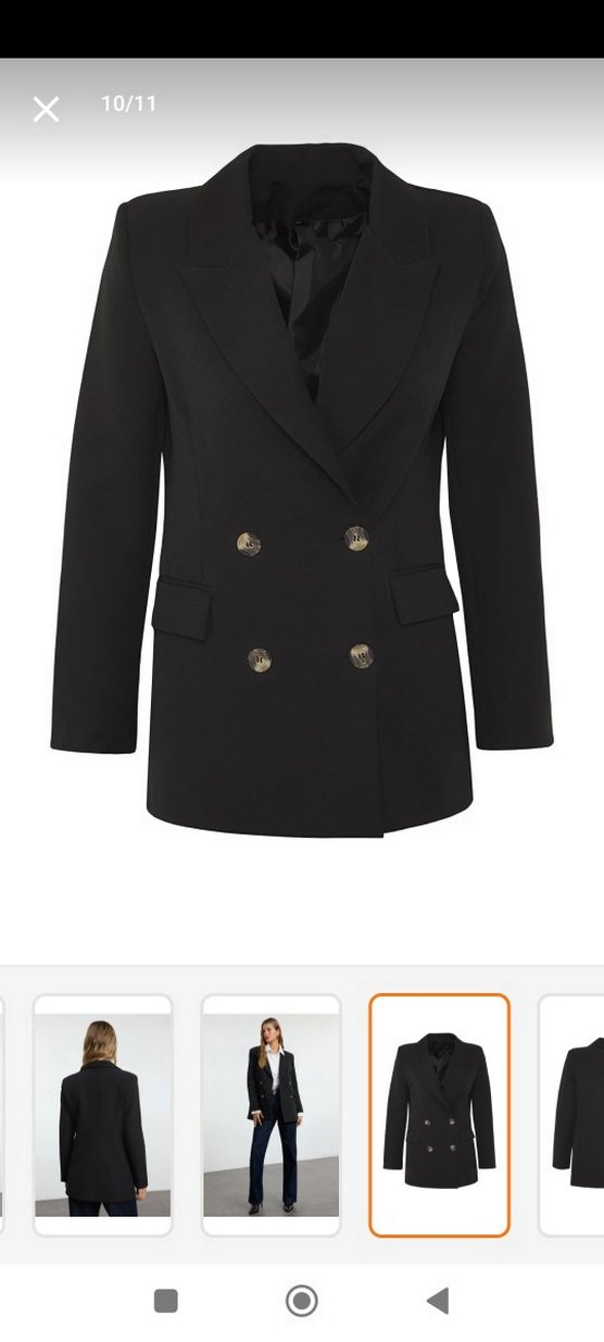 Düğmeli Siyah Kadın Blazer Ceket - Görsel 3