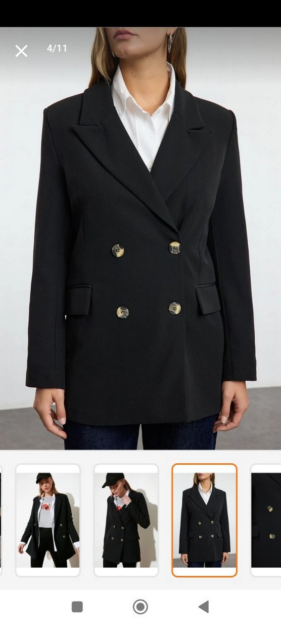 Düğmeli Siyah Kadın Blazer Ceket - Görsel 5