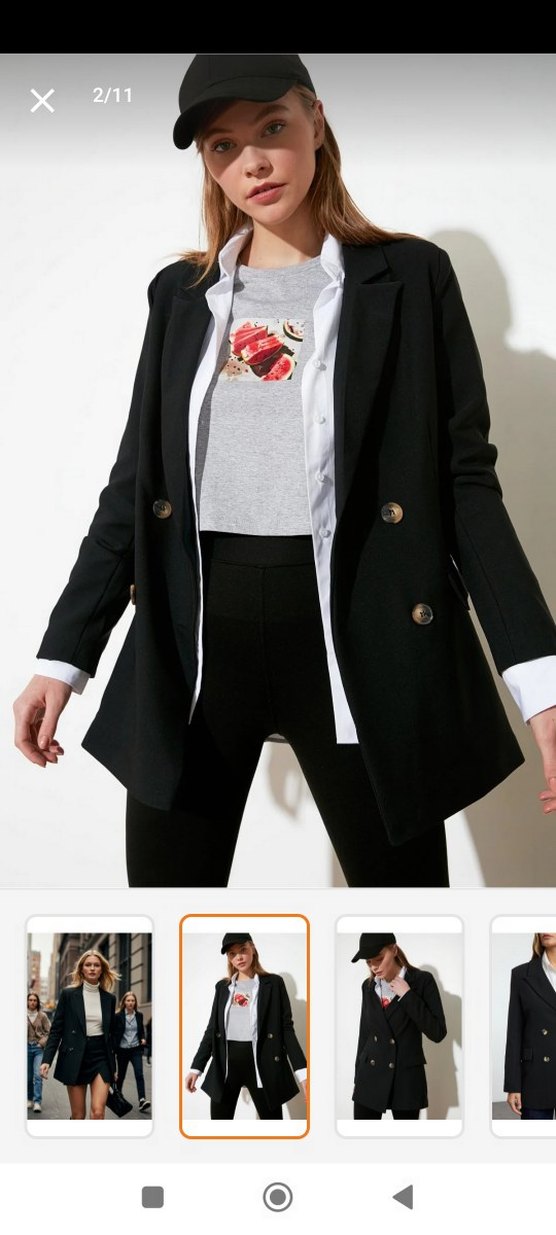 Düğmeli Siyah Kadın Blazer Ceket - Görsel 2