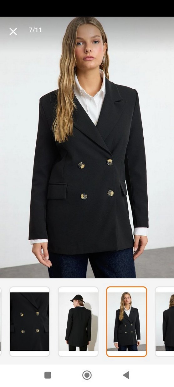 Düğmeli Siyah Kadın Blazer Ceket - Görsel 4