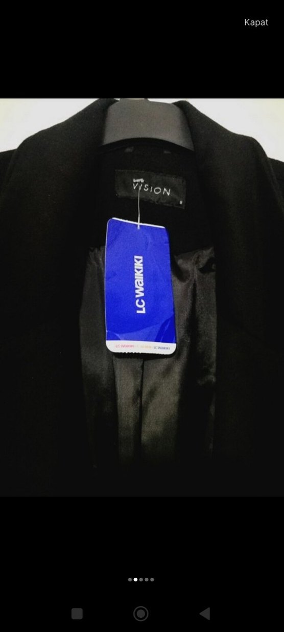 Kadın Siyah Uzun Düğmeli kaban - Görsel 2