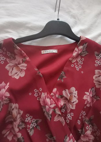 xl Beden Bordo V Yaka Midi Bohem Elbise