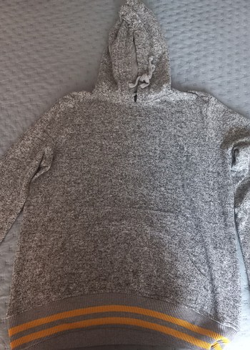 Gri Erkek Kapüşonlu Örgü Sweatshirt - Görsel 2