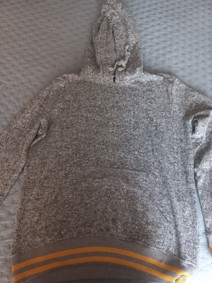 Gri Erkek Kapüşonlu Örgü Sweatshirt - Görsel 2
