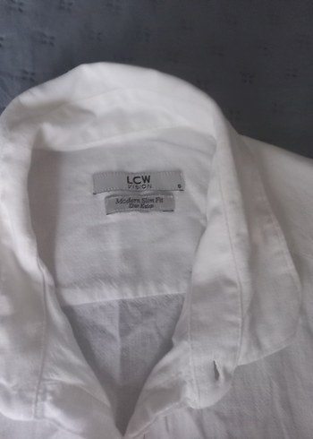 Kadın Keten Beyaz Kısa Kollu Gömlek - Görsel 3