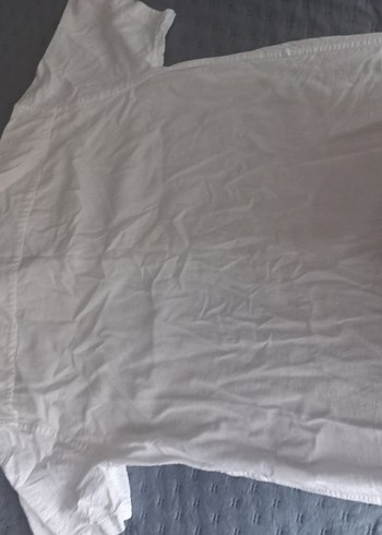 Kadın Keten Beyaz Kısa Kollu Gömlek - Görsel 2