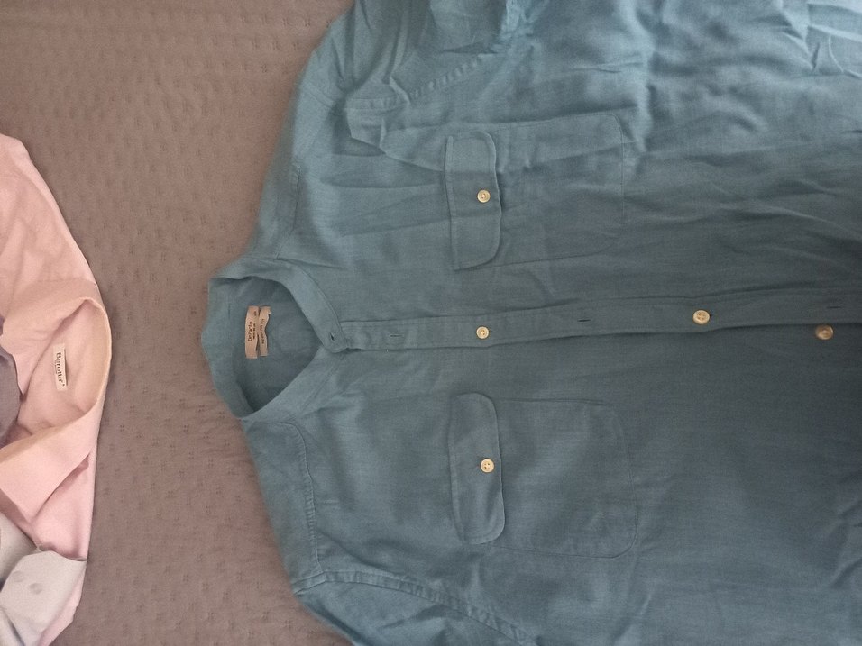 Gri Keten Kısa Kollu Erkek Gömlek - Görsel 4