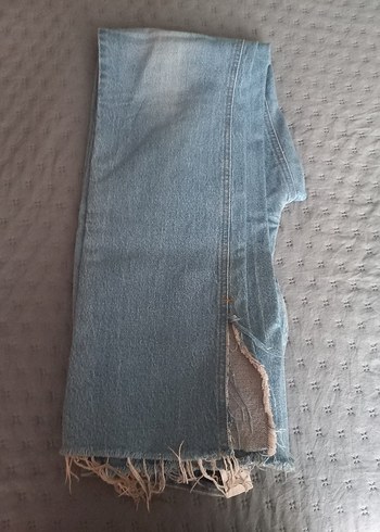 Gevşek Kesim Midi Mavi Kadın Denim Pantolon - Görsel 2