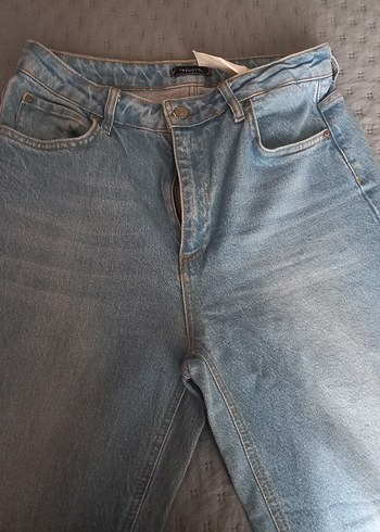 Gevşek Kesim Midi Mavi Kadın Denim Pantolon - Görsel 3