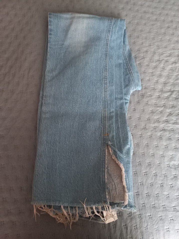 Gevşek Kesim Midi Mavi Kadın Denim Pantolon - Görsel 2