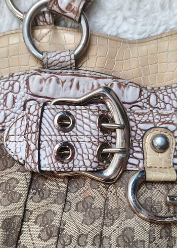 Guess Vintage Y2K Bej Kahve Büyük Çanta - Görsel 4