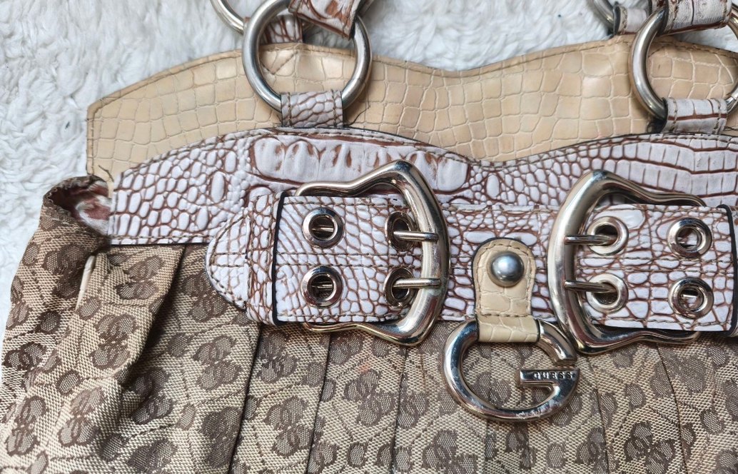 Guess Vintage Y2K Bej Kahve Büyük Çanta - Görsel 2