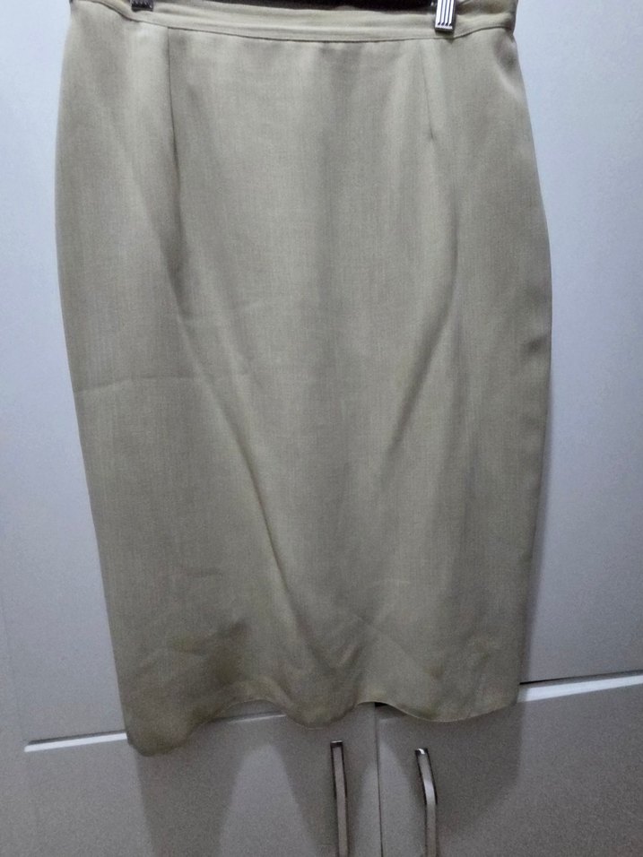 Bej Kadın Uzun Kollu Klasik Kesim Ceket Ve etek - Görsel 5