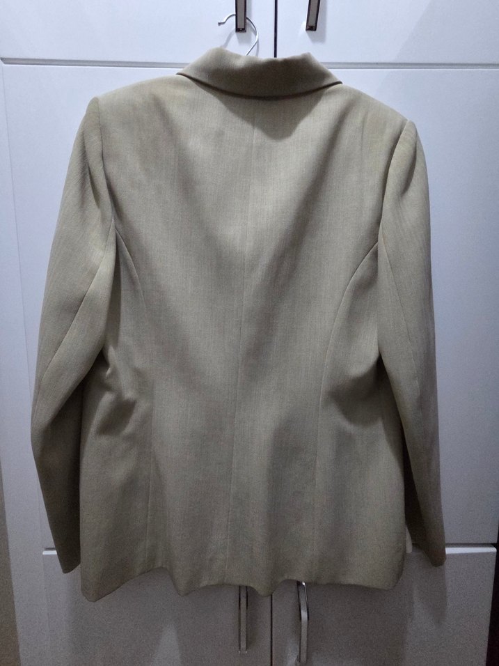 Bej Kadın Uzun Kollu Klasik Kesim Ceket Ve etek - Görsel 2