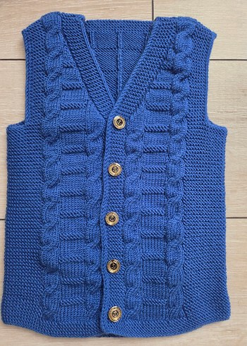 Bej Örgü Erkek Çocuk Süveter - Görsel 2