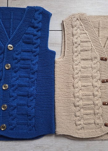 Bej Örgü Erkek Çocuk Süveter - Görsel 4