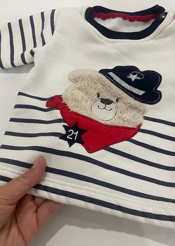 Erkek Çocuk Beyaz Çizgili Sweatshirt - Görsel 3