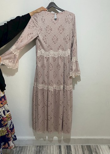 Diğer Dantel Detaylı Vintage Uzun Elbise