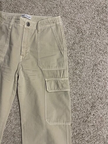 xs Beden camel Renk Zara High Rise Straight Fit Pantolon