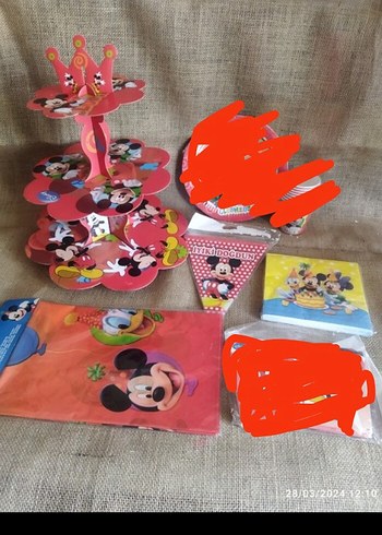 Beden Renkli Mickey Mouse Parti Süsleri