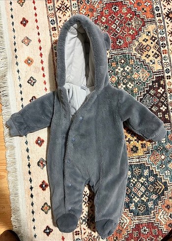 Gri Peluş Bebek Tulum, Kapüşonlu astronot - Görsel 4