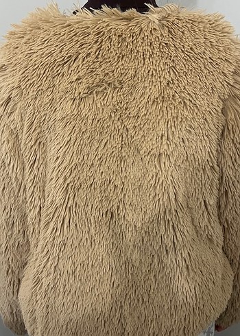 Bej Midi Kadın Suni Kürk Ceket - Görsel 4