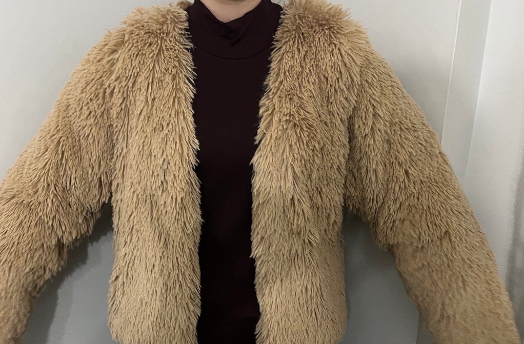 Bej Midi Kadın Suni Kürk Ceket - Görsel 2