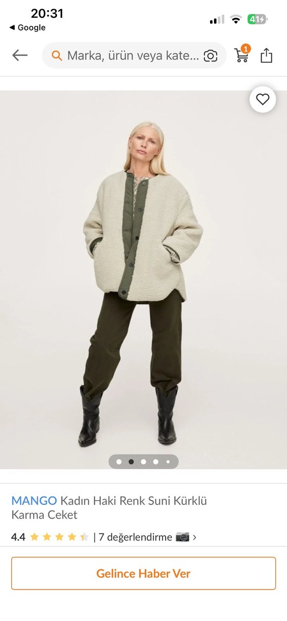 Mango kürklü ceket - Görsel 2