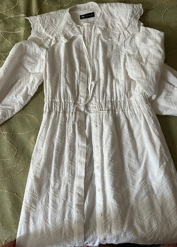 Nakışlı Beyaz Bohem Uzun Kadın Elbisesi - Görsel 3